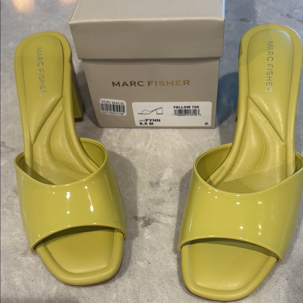 Marc Fisher Yellow Heeled Sandals Sleek Minimalist Design